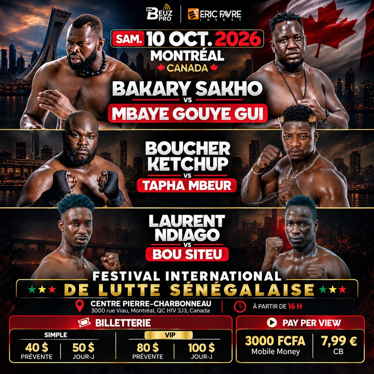 Affiche du Festival International de Lutte Sénégalaise à Montréal le 10 octobre 2026